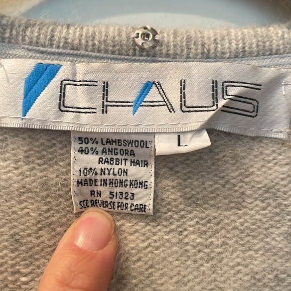 Chaus lamb-wool & rabbit hair grey sweater. - Picture 7 of 8